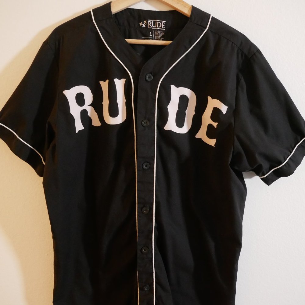 XXX RUDE DOUBLE-SIDED 13 BASEBALL JERSEY SHIRT LARGE STREETWEAR COTTON/POLYESTER